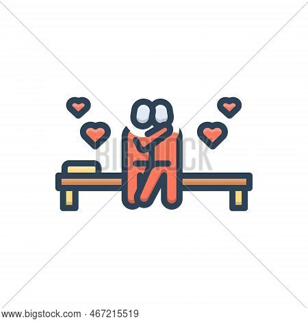 Color Illustration Icon For Intimate Kissing Affectionate Loving Dearest Couple Relationship Romanti