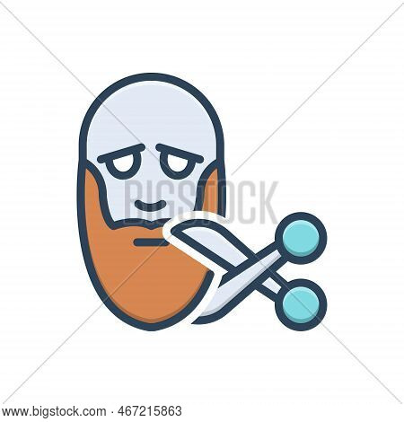 Color Illustration Icon For Trim Hair Face Barber Styl Beard Mustache Shave Salon Gentleman