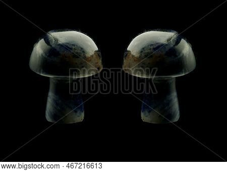 Stone Mushrooms Made From Mixed Gemstones And Crystalize Rock Showing Unique Patterns And Colours Us