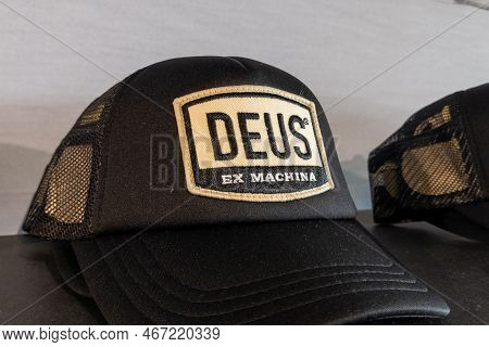 Bordeaux , Aquitaine France - 12 12 2022 : Deus Ex Machina Custom Motorcycles Cap In The Store With 