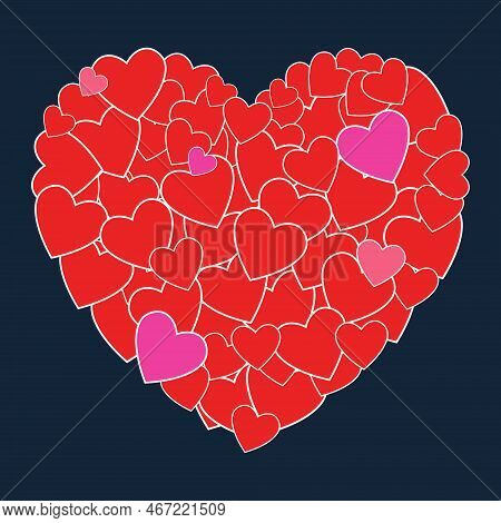 Saint Valentines Day Picture Of Big Heart Consists Of Many Love Hearts With White Conture