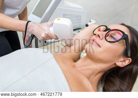 Laser Hair Removal And Cosmetology In A Beauty Salon. Hair Removal Procedure. The Concept Of Laser H
