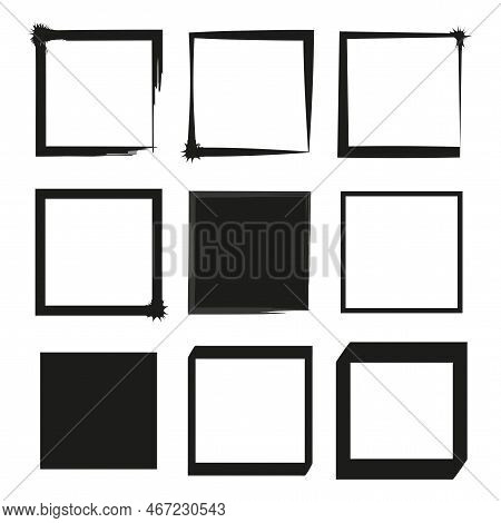 Watercolor Brush Frame Squares. Vector Illustration. Stock Image.