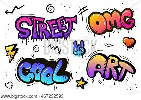 Graffiti Vector Graffito Of Brushstroke Lettering Or Graphic Grunge Typography. Urban Savage Spray P