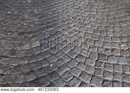 Paving Stones - A Hard Road Surface, A Kind Of Pavement, Lined With Flat Rectangular Bars Of The Sam