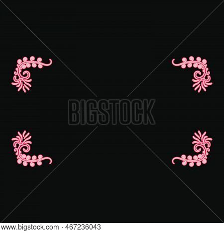 Neon Froral Board Art Frame Red Color Vector Illustration Image Flat Style Light