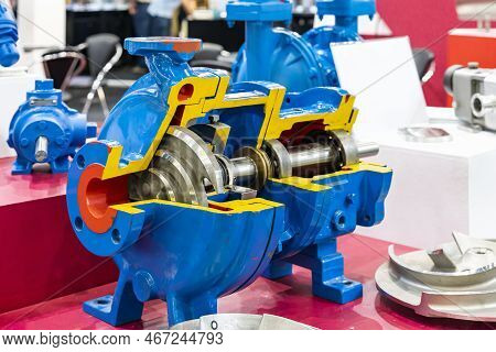 Cross Section Present Detail Component Inside Centrifugal Pump For Industrial Such As Vane Or Impell