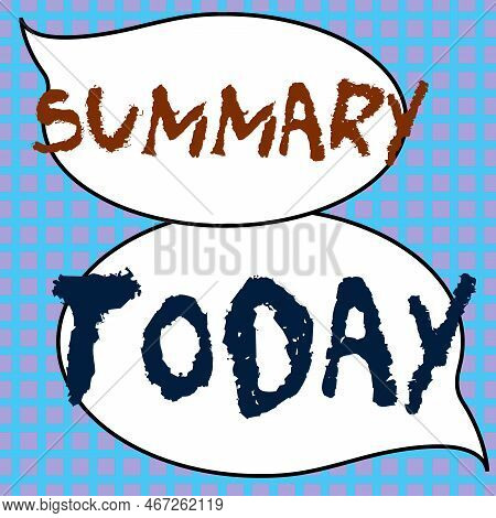 Sign Displaying Summary. Business Concept Brief Statement Abstract Synopsis Concise Abbreviated Vers