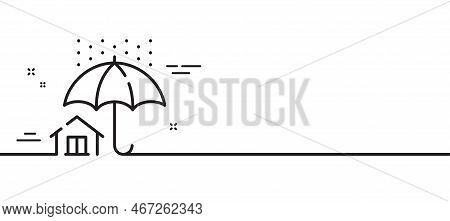 Home Insurance Line Icon. Risk Management Sign. House With Umbrella Symbol. Minimal Line Illustratio