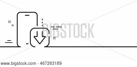 Phone Download Line Icon. Smartphone App Sign. Cellphone Mobile Device Symbol. Minimal Line Illustra