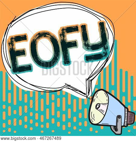 Text Showing Inspiration Eofy. Conceptual Photo A Mega Sale Held On An End Of A Financial Year