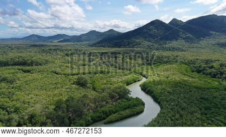 Wet Tropics Of North Queensland Australia. Aerial View Of Russell River National Park