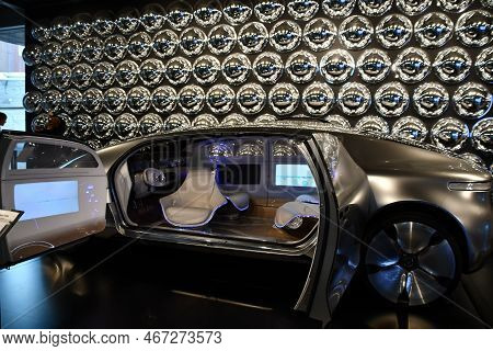 Warsaw, Poland - Jul 11: Mercedes Benz F 015 Concept Car At Copernicus Science Centre In Warsaw, Pol