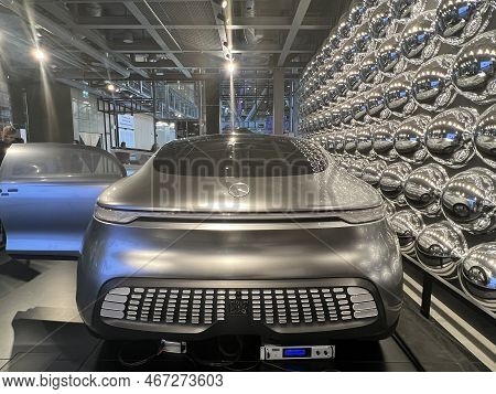 Warsaw, Poland - Jul 11: Mercedes Benz F 015 Concept Car At Copernicus Science Centre In Warsaw, Pol