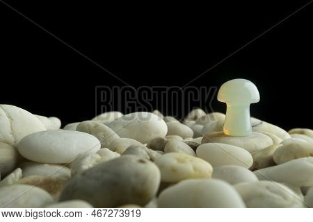 Stone Mushrooms Made From Mixed Gemstones And Crystalize Rock Showing Unique Patterns And Colours Us