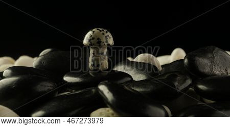 Stone Mushrooms Made From Mixed Gemstones And Crystalize Rock Showing Unique Patterns And Colours Us