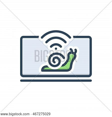 Color Illustration Icon For Slow Animal Snail Creature Mollusks Aquatic Gently Stilly