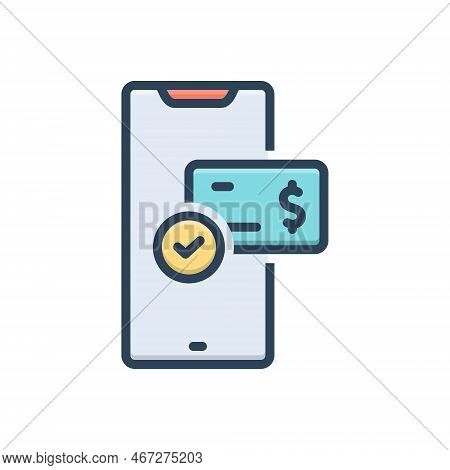 Color Illustration Icon For Pays Salary Payment Stipend Online Contactless Transaction Online-paymen