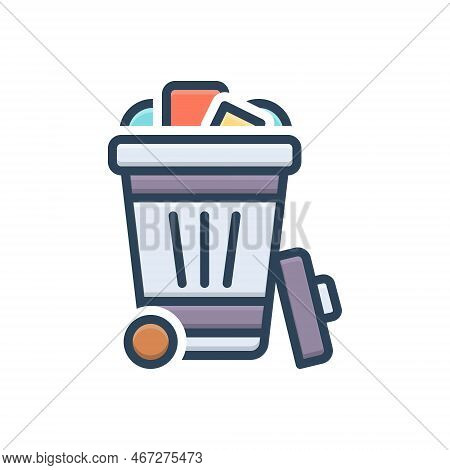 Color Illustration Icon For Disposal Rubbish Scrapheap Scrapyard Trashcan Container Garbage Recycle 