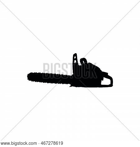 Chainsaw Icon. Simple Style Forest Conservation Association Poster Background Symbol. Brand Chainsaw