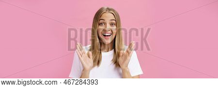 Woman Learning Awesome Great News Clasping Hands In Joy And Excitement Rejoicing Feeling Hapyp For F