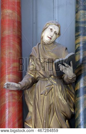 Krizevci, Croatia - May 09, 2012: Saint Anne, Statue On The Main Altar In The Parish Church Of Our L