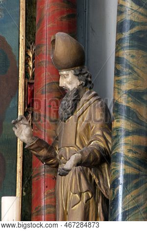 Krizevci, Croatia - May 09, 2012: Saint Zechariah, Statue On The Main Altar In The Parish Church Of 