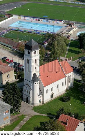 Krizevci, Croatia - October 08, 2011: Church Of The Holy Cross In Krizevci, Croatia On October 08, 2