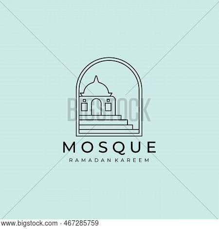 Islamic Architecture Logo Line Art Vector Icon Symbol Illustration Design