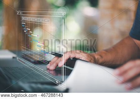 Accountant Check Virtual Work Schedule,work Time Management Concept For Maximum Efficiency,planning 