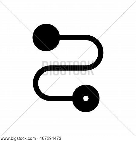 Travel Route Black Glyph Ui Icon. Distance Between Two Points. Gps Navigation. User Interface Design