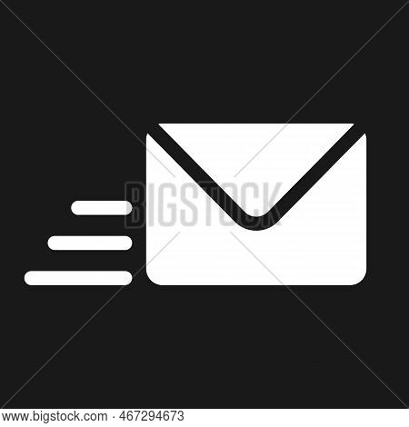 Letter Dark Mode Glyph Ui Icon. Written Correspondence. Express Mail. User Interface Design. White S