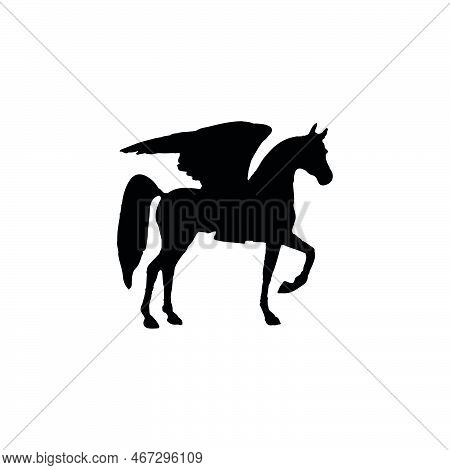 Pegasus Icon. Simple Style Fantasy Poster Background Symbol. Pegasus Brand Logo Design Element. Pega
