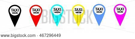 Taxi Map Pin Icon. Taxi Location Information. Taxi Stand. Vector Illustration. Vector Graphic. Eps 1