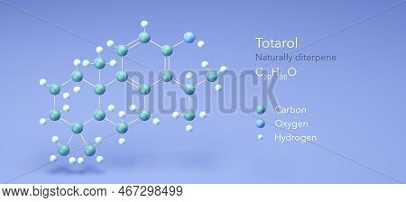 Totarol Molecular Structures, Naturally Diterpene, 3d Model, Structural Chemical Formula And Atoms W