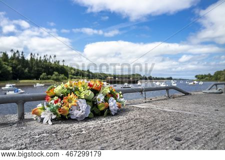 Artificial Flowers At Ballina Harbour In County Mayo - Ireland