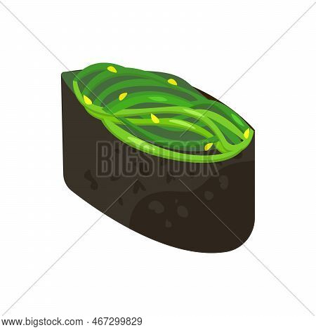 Gunkan Sushi With Chuka Seaweed On Isolated Background