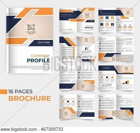 Company Profile Template Design With Modern Shapes, Multipage Corporate Brochure Design