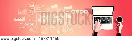 Micropayments Theme With Person Using A Laptop Computer