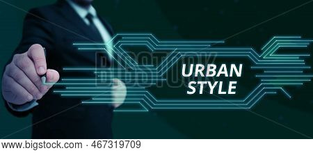 Sign Displaying Urban Style. Internet Concept Fashion That Have Emerged From The Grassroots Streetwe