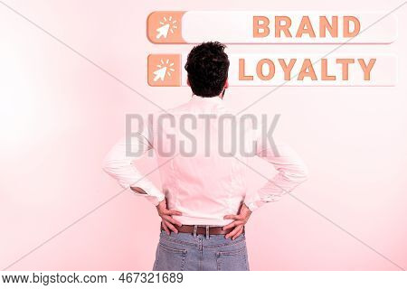 Sign Displaying Brand Loyalty. Business Overview Repeat Purchase Ambassador Patronage Favorite Trust