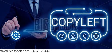 Text Caption Presenting Copyleft. Word For The Right To Freely Use, Modify, Copy, And Share Software