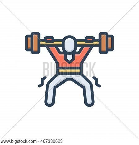 Color Illustration Icon For Barely Hardly Laboriously Scarcely Fitness Gym Workout Dumbell