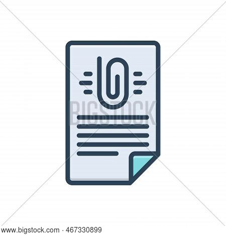 Color Illustration Icon For Annex Paper Attachment Paperclip Addition Appendix Notepaper Doc File