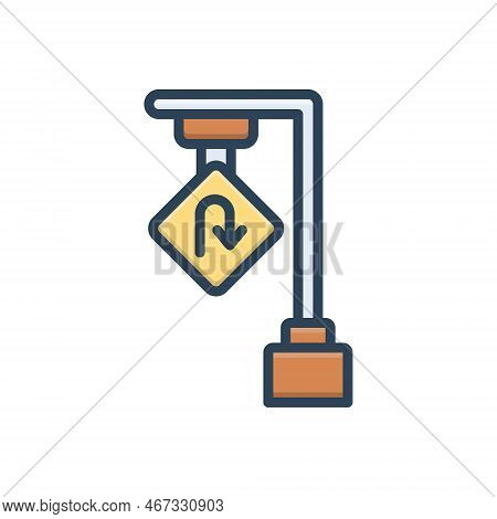 Color Illustration Icon For Turn Change Direction U-turn Twist Bend Inflection Quirk Flexion Sign