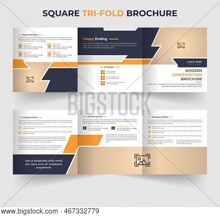 Modern Construction Corporate Square Brochure Template Design