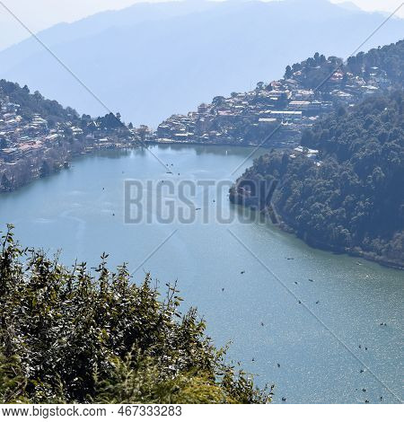 Full View Of Naini Lake During Evening Time Near Mall Road In Nainital, Uttarakhand, India, Beautifu