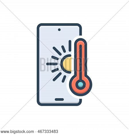 Color Illustration Icon For Sunny Ray Bright Mobile Phone Light Button Temprature Weather Control