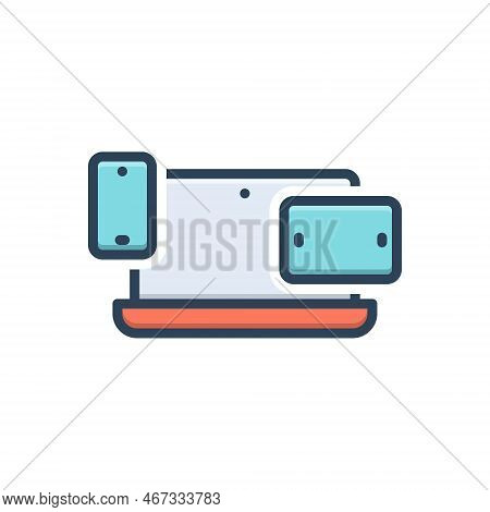 Color Illustration Icon For Responded Acknowledge Riposte Device Usability Responsive Laptop Electro