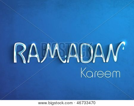 Ramdan Kareem Text auf blauem Hintergrund Konzept für muslimische Gemeinschaft heilige Monat.